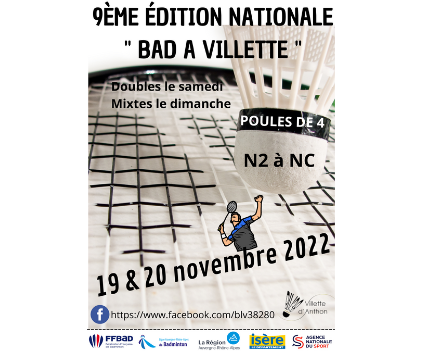 Lire la suite à propos de l’article 9ème édition Nationale de Doubles de « BAD A VILLETTE » les 19 & 20 novembre 2022
