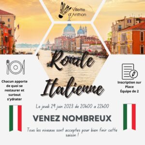 Lire la suite à propos de l’article Ronde italienne le jeudi 29 juin 2023 à 20h00
