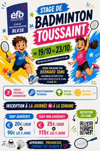 Lire la suite à propos de l’article Stage de badminton – Toussaint 2026
